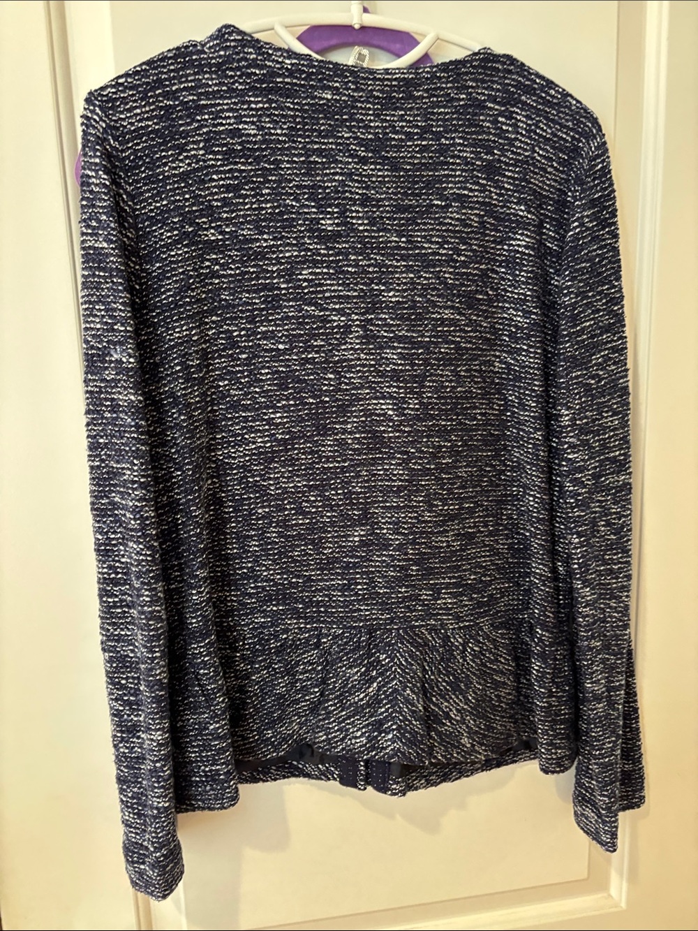 J. Crew Navy and Light Cream Zip Peplum Cardigan - Picture 5 of 5